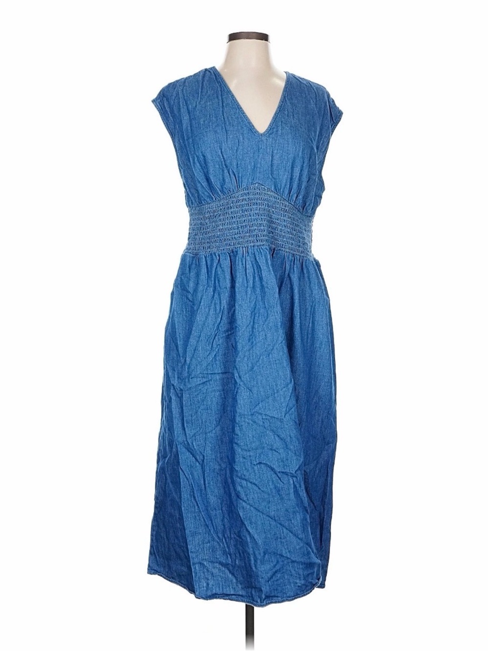 Old Navy Waist-Defined Chambray Midi Dress, Large - Picture 3 of 4